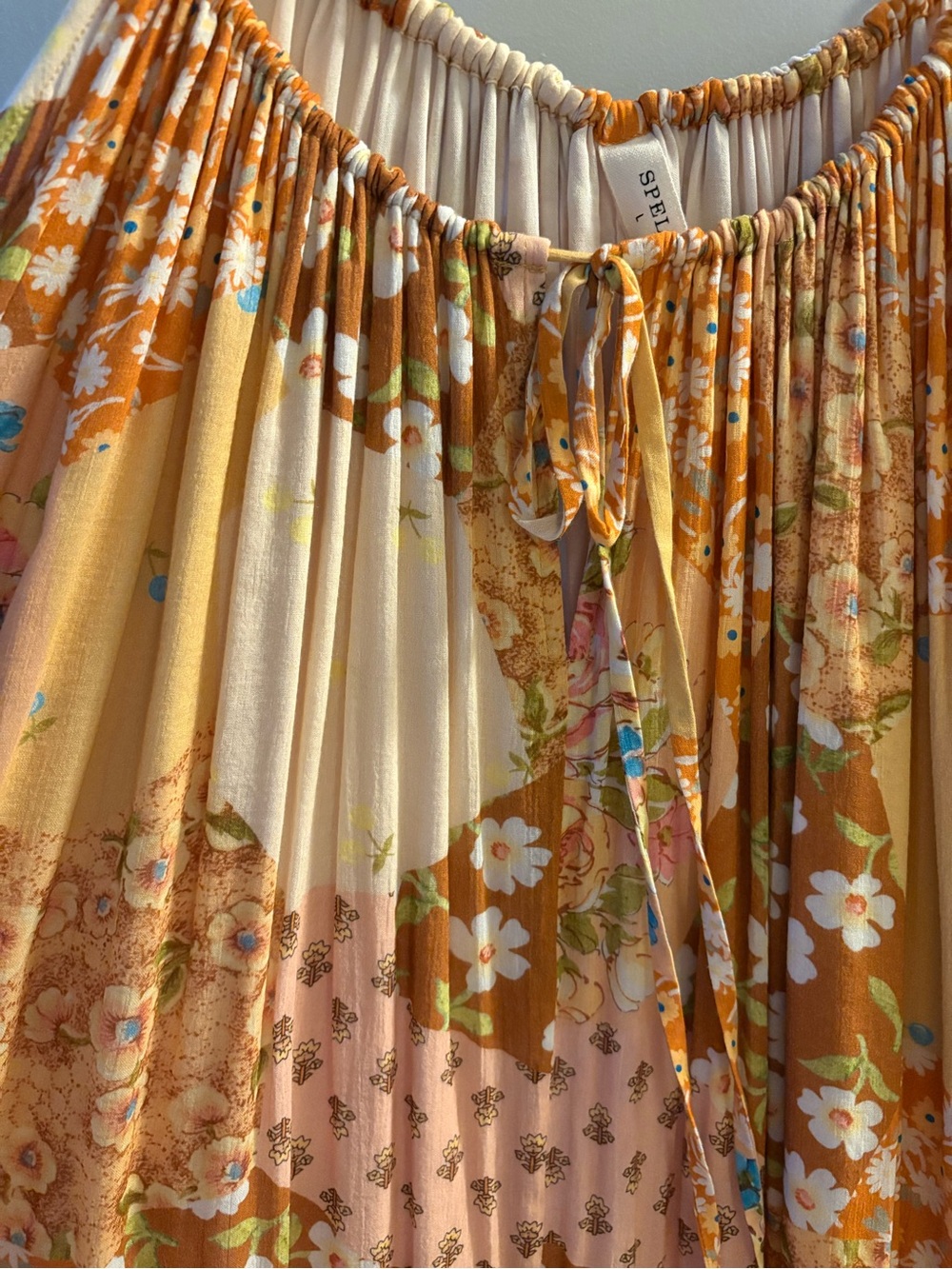 SPELL Freda Bohemian Yellow Floral Patchwork Maxi Dress Large - Picture 5 of 8